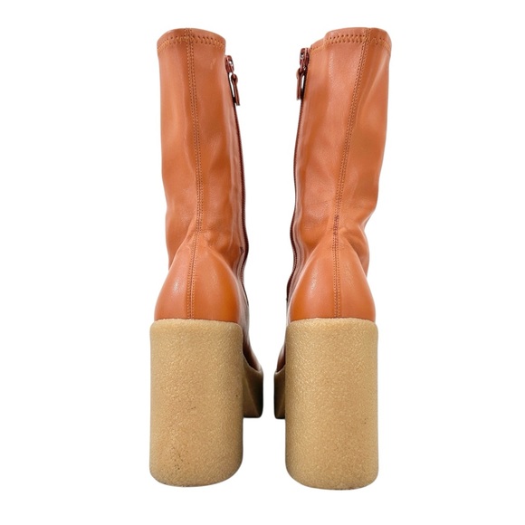 Stella McCartney Skyla Stretch Brown Vegan Leather Chunky Platform Ankle Boots - Picture 10 of 14